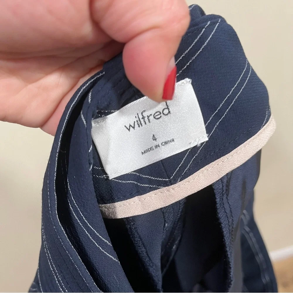 NWT Aritzia Wilfred Tie-Front (Jallade) Pant size 4 striped navy & white - Picture 11 of 12